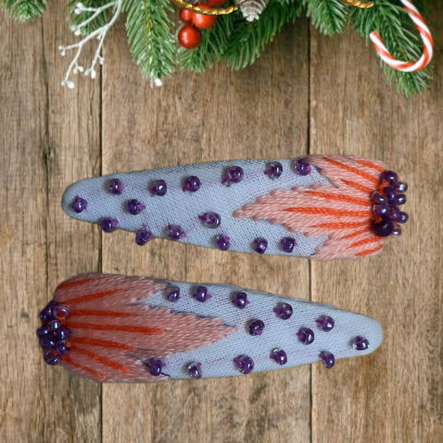 Hair Clips ❀ Uva ❀ Fermagli Ricamati a mano