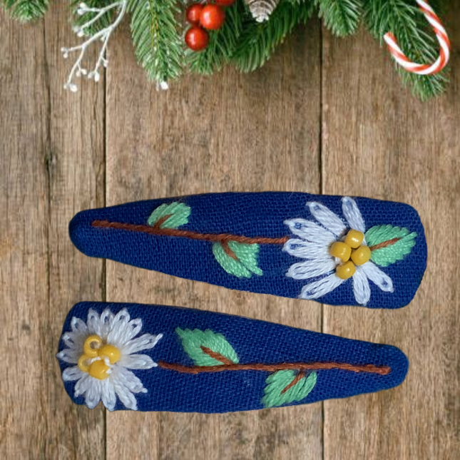 Hair Clips ❀ Margarita ❀ Fermagli Ricamati a mano
