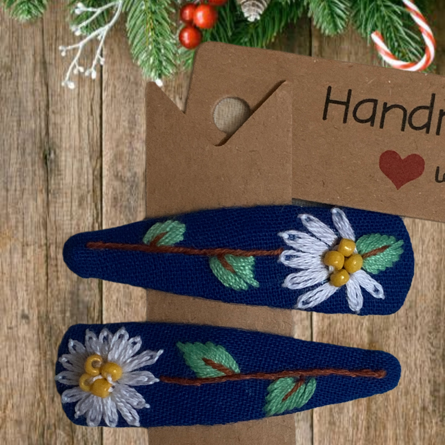 Hair Clips ❀ Margarita ❀ Fermagli Ricamati a mano