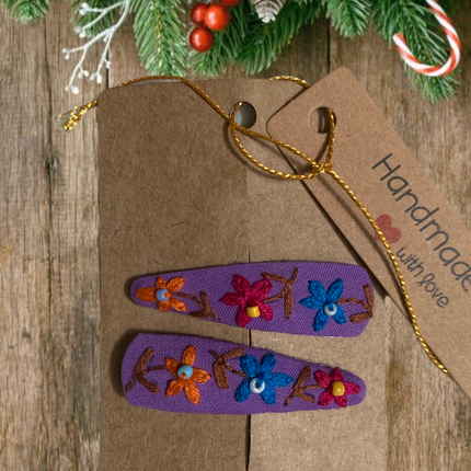 Hair Clips ❀ Lila ❀ Fermagli Ricamati a mano
