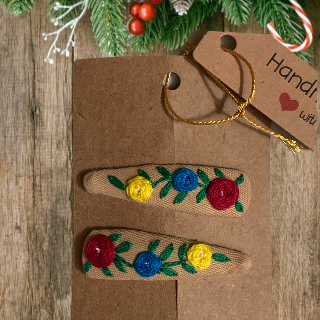 Hair Clips ❀ Caribbean ❀ Fermagli Ricamati a mano