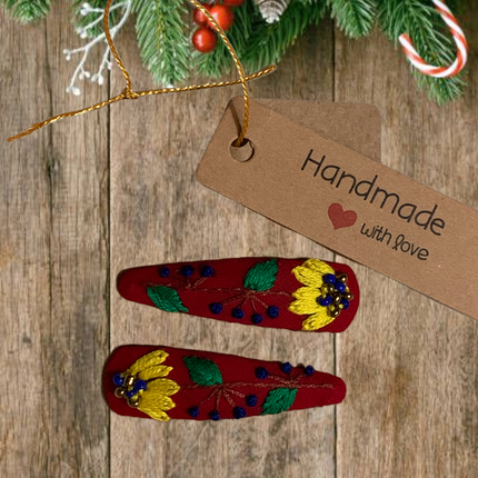 Hair Clips ❀Flora ❀ Fermagli Ricamati a mano
