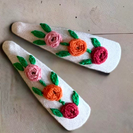 Hair Clips ❀ 3 Roses ❀ Ricamati a mano