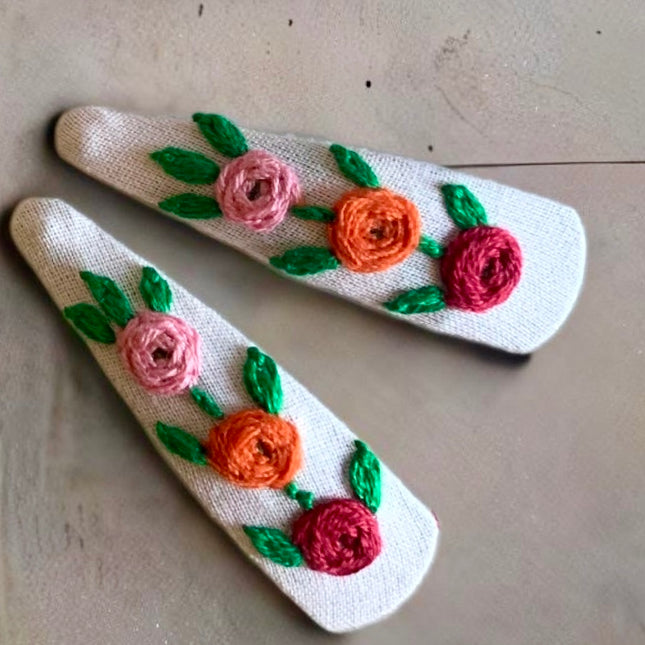 Hair Clips ❀ 3 Roses ❀ Ricamati a mano