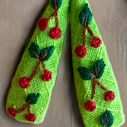 Hair Clips ❀ Cherry ❀ Fermagli Ricamati a mano