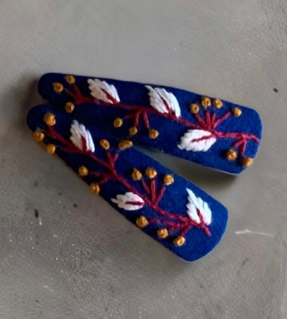 Hair Clips ❀Feathers ❀ Fermagli Ricamati a mano