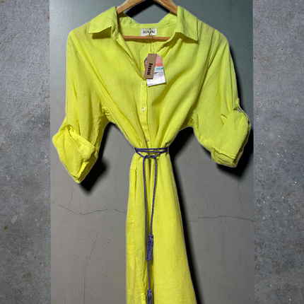 Camicia Mare & Città con cintura in cordoncino + nappine ★ Lime