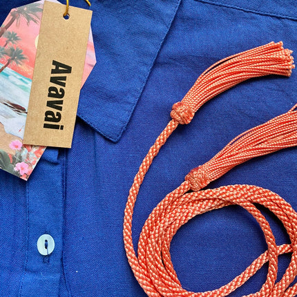 Camicia Mare & Città con cintura in cordoncino + nappine ★ Navy Blue